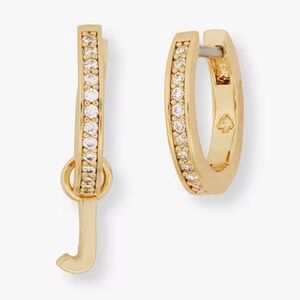 NWT ♠️ Kate Spade Charm & Pave Mismatched initial ( J ) Huggie Hoops
